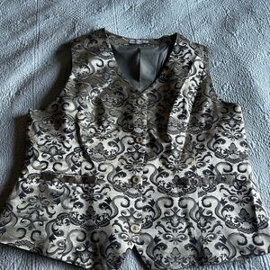 Grace Karin Black and Silver Patterned Vest